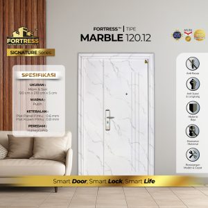 Pintu Fortress Tipe MARBLE 120.12 Pintu Baja Motif Marmer Putih